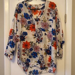 Cream and multi-coloured floral blouse!